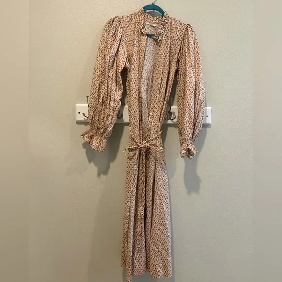 Doen Floral Long Sleeve Dress - Cream and Pink - Picture 12 of 14